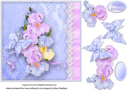 Silky Irises Lacy Border Card Front