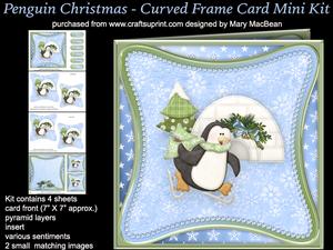 Penguin Christmas - Curved Frame Card Mini Kit