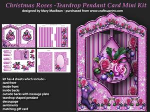 Christmas Roses - Teardrop Pendant Card Mini Kit