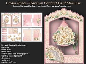 Cream Roses - Teardrop Pendant Card Mini Kit