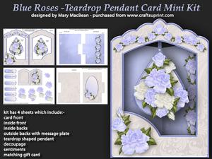 Blue Roses - Teardrop Pendant Card Mini Kit