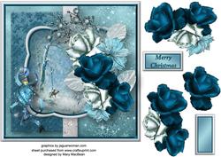 Christmas Roses Decoupage Card Front