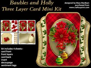 Baubles and Holly Three Layer Card Mini Kit