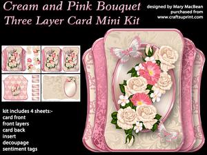 Cream and Pink Bouquet - Three Layer Card Mini Kit