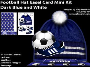 Football Hat Easel Card Dark Blue and White