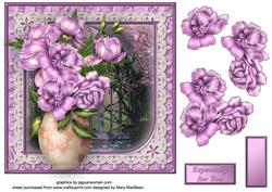 Vase of Roses Decoupage Card Front