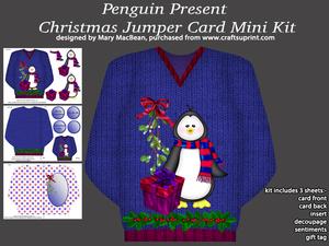 Penguin Present - Christmas Jumper Card Mini Kit