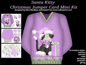 Santa Kitty - Christmas Jumper Card Mini Kit