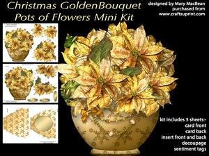 Christmas Golden Bouquet - Pots of Flowers Card Mini Kit
