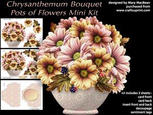 Chrysanthemum Bouquet - Pots of Flowers Card Mini Kit