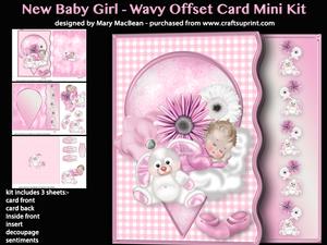 New Baby Girl - Wavy Offset Card Mini Kit
