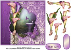 Elegant Callas and Lace Decoupage Card Front