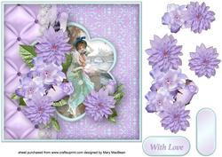 Lilac Cluster and Lace Decoupage Card Front