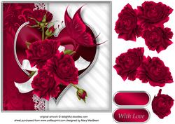 Red Roses and Lace Decoupage Card Front