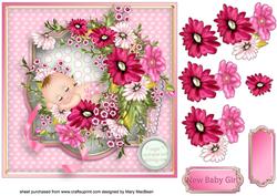 Flower Baby Girl Decoupage Card Front