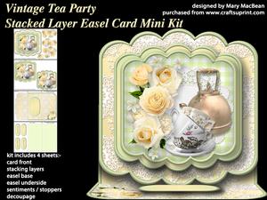 Vintage Tea Party - Stacked Layer Easel Card Mini Kit