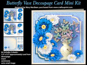 Butterfly Vase Decoupage Card Mini Kit