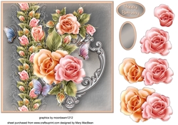 Pastel Roses Decoupage Card Front