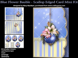 Blue Flower Bauble - Scallop Edged Flower Card Mini Kit