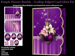 Purple Flower Bauble - Scallop Edged Card Mini Kit