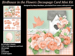 Birdhouse in the Flowers Decoupage Card Mini Kit