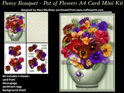 Pansy Bouquet - Pot of Flowers A4 Card Mini Kit