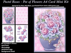 Pastel Roses - Pot of Flowers A4 Card Mini Kit