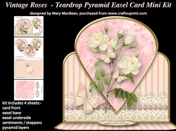 Vintage Roses - Teardrop Pyramid Easel Card Mini Kit