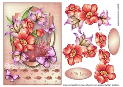 Flowers and Butterflies Decoupage Card Front