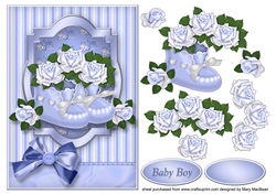 Baby Boy Bootees Decoupage Card Front