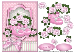 Baby Girl Bootees Decoupage Card Front