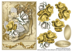 A Golden Christmas Decoupage Card Front