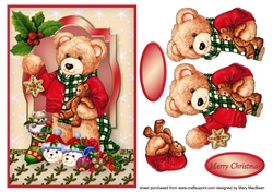 Christmas Bear Decoupage Card Front