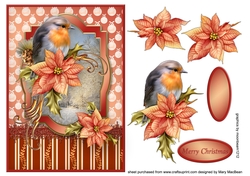 Christmas Robin Decoupage Card Front