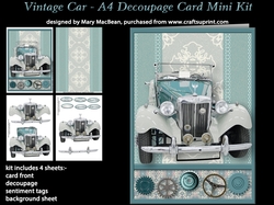 Vintage Car - A4 Decoupage Card Mini Kit