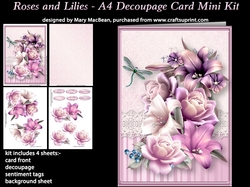 Roses and Lilies - A4 Decoupage Card Mini Kit