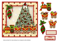Christmas Train - Decoupage Card Front