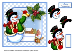 Snowman and Robin - Decoupage Card Front