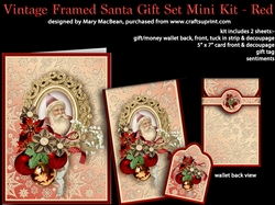 Vintage Framed Santa Gift Set Mini Kit - Red