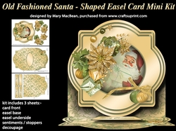 Old-Fashioned Santa - Shaped Easel Card Mini Kit