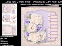Lilac and Cream Posy - Decoupage Card Mini Kit