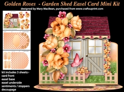 Golden Roses - Garden Shed Easel Card Mini Kit