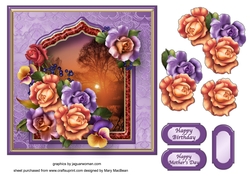 Sunset Roses - Decoupage Card Front