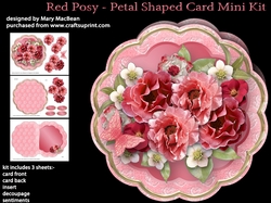 Red Posy - Petal Shaped Card Mini Kit