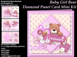 Baby Girl Bear - Diamond Panel Card Mini Kit