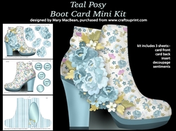 Teal Posy Boot Card Mini Kit