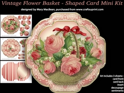 Vintage Flower Basket - Shaped Card Mini Kit
