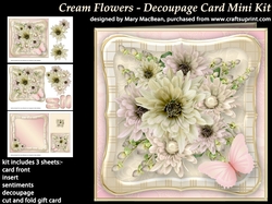 Cream Flowers - Decoupage Card Mini Kit