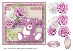 Poor Teddy Get Well Decoupage Card