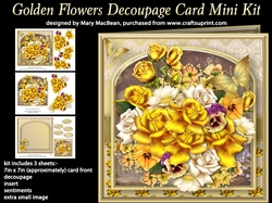 Golden Flowers Decoupage Card Mini Kit